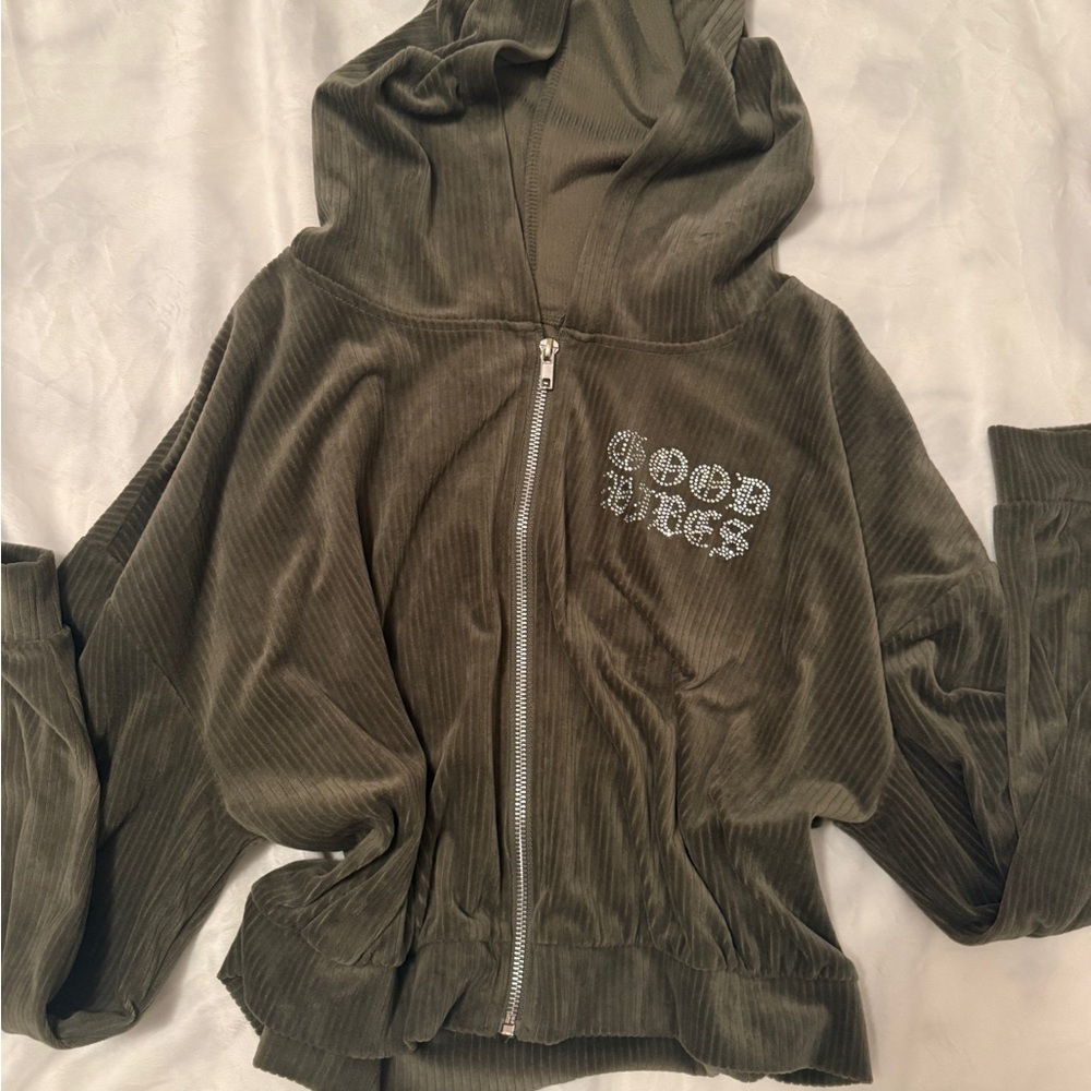 Olive Green Zip-Up Hoodie